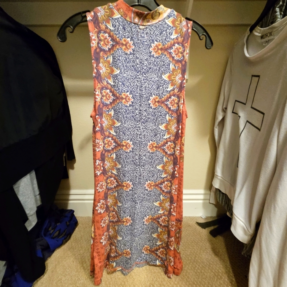 O'Neill Mini jersey mock neck rust red paisley mini dress CUTE!! Size small